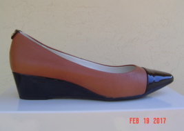 New Anne Klein Brown Black Wedge Leather Pumps Size 8.5 M $80 - £58.39 GBP