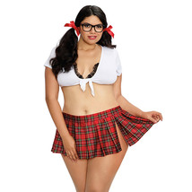 Dreamgirl Two-Piece Schoolgirl-Themed Knit Crop Top and Pleated Mini Skirt OSQ - £32.75 GBP