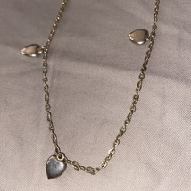 30” Necklace Attatched Silver Heart Charms Glittery Silver Gold Chain - £2.85 GBP