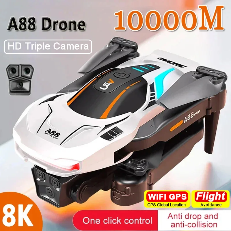 New New A88 Mini Drone 8K Profesional Dual Camera Aerial Photography 360... - $81.99