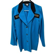 1980&#39;s/ 90&#39;s Bright Blue Blazer With Gold Stud Detail By Russell Kemp VTG - £15.68 GBP