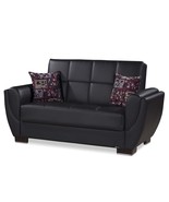PrimeNest Black PU Upholstered Convertible Loveseat with Storage - $1,651.04 CAD