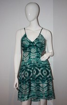 VELVET by Graham &amp; Spencer TIE DYE Silk Ruffled Dress Green ( M ) - £92.85 GBP