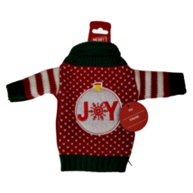 Merry Moments Joy Ugly Sweater Wine Bottle Cover Gift Tag New - £6.80 GBP