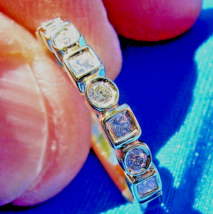 Earth mined Diamond Deco Wedding Band Half Eternity Anniversary Ring Size 7.25 - £1,264.55 GBP