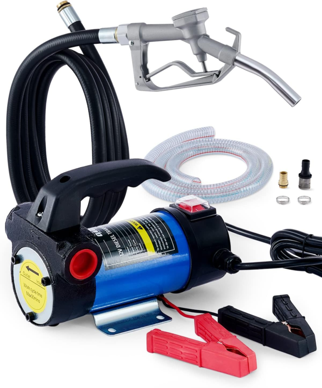 12 Volt Fuel Transfer Pump with Nozzle Hoses for Transferring Diesel, Ke... - $154.89