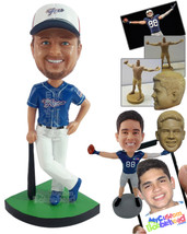 Personalized Bobblehead Baseball Player Leaning On His Baseball Bat - Sports &amp; H - £72.74 GBP