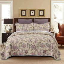 3pc. Vintage Multicolored Floral Roses Paisley  Queen Size Summer Quilt Set - £173.96 GBP