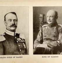 1914 WW1 Print Grand Duke of Baden &amp; King of Saxony Antique Military Col... - £27.88 GBP