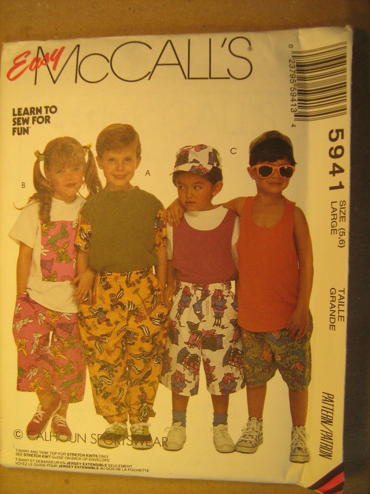 UNCUT Sewing Pattern 1992 McCALL'S Large 5,6 5941 SHIRT Top PANTS Shorts [Z180] - $3.99