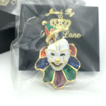 JEWELS BY PARK LANE vintage clown trembler brooch - gold &amp; enamel pin NOS in box - £23.70 GBP