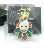 JEWELS BY PARK LANE vintage clown trembler brooch - gold &amp; enamel pin NO... - £23.59 GBP