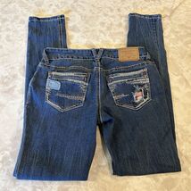 Amethyst Jeans Blue Skinny Distressed Cotton Blend Patches Size 3 - $13.80