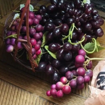 Purple Soft Rubber Long Artificial Bunch of Grapes Silk Leaves 14” 3 Red... - $13.10