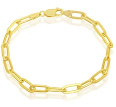 Paperclip Linked Chain Gold-plated Sterling Silver Bracelet - £41.66 GBP