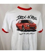 Vintage Chevy Camaro IROC T-Shirt Large Ringer Hanes 50/50 Two Sided USA... - £42.08 GBP