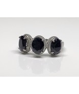 Three-Stone Midnight Sapphire Stainless Steel Ring SZ 9 - $27.80 CAD