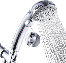 Shower Head, High Pressure 6 Setting Shower Head Hand-Held with ON/OFF Switch an - £29.48 GBP