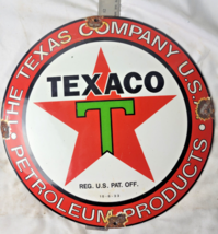 Vintage Texaco Texas Company Porcelain Sign Pump Plate Gas Station Oil - £59.35 GBP