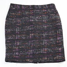 LOFT 8 Black Multicolor Tweed Straight Zip Womens Skirt - £11.94 GBP