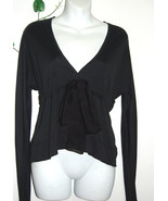 GF Ferre Black Woman&#39;s Bow Top Italian Silk Shirt Blouse Size XS NEW  - £74.46 GBP