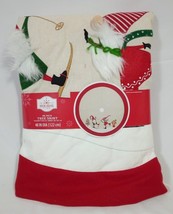 Holiday Time Ice Skating Gnomes Linen Christmas Tree Skirt, Multicolor 48 in - £23.06 GBP