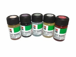 Marabu EasyMarble Paint Multi-Color 5 pk-RoseGold/Aubergine/Mistletoe/Pearl/Red - £22.32 GBP