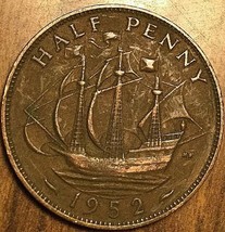 1952 Uk Great Britain Half Penny - £1.61 GBP