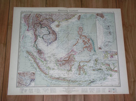 1927 Map Of Indonesia Malaysia Vietnam Thailand Siam Singapore Philippines - £25.14 GBP