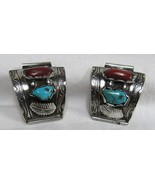 B &amp; N Nastacio Zuni Vintage Sterling Silver Turquoise Coral Watch Band T... - $174.80 CAD