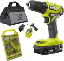 Ryobi Drill Set Bundle With Ryobi 18V One Drill, Drill Bits, And Buho Tool Bag. - £139.20 GBP