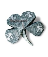 Dollar Origami CLOVER Made with REAL MONEY Handmade Plant Cash Art Gift ... - $29.00+