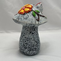 Mushroom Garden Statue Flowers Butterfly Country Primitive Cabin Home Decor 6.5&quot; - £9.78 GBP