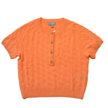 NWT J.Crew Cashmere Cable-knit Henley T-shirt in Neon Cantaloupe Sweater S - $110.00