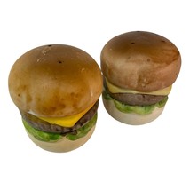 Cheeseburger Salt And Pepper Shaker Set Vintage Hamburger With Bun Colle... - $10.37