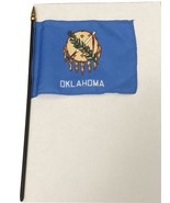 New Oklahoma State Mini Desk Flag - Black Wood Stick Gold Top 4” X 6” - £5.97 GBP