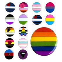 Lgbtq Pride Flag Pin 1&quot; Round Gay Lesbian Bisexual Lgbt Lapel Hat Tie Tack Badge - £6.35 GBP