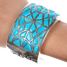 6.25&quot; Joe Begay Navajo Sleeping Beauty turquoise inlay sterling cuff bracelet - £1,045.40 GBP