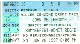 Vintage John Mellencamp Ticket Stub June 28 1997 Milwaukee Wisconsin - £19.46 GBP
