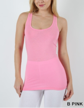 New Zenana Outfitters M  Stretch Cotton Jersey Racer Back Tank Top Bright Pink - £5.44 GBP