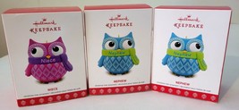 2017 Nephew Blue &amp; Niece Red Owl Hallmark Keepsake Christmas Tree Ornaments Lot - £8.31 GBP