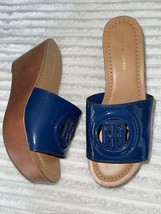 Tommy Hilfiger Brynn Platform Wedge Blue Logo Sandal Sz 6 New - £66.28 GBP