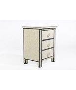 Ivory Chevron Bone Inlay 3-Drawer Bedside Table with Black Border - $13,451.01 MXN