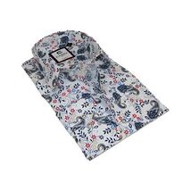 Men Shirt CASILA Turkey Cotton Blend Long Sleeves 501670-01 White Paisley image 3