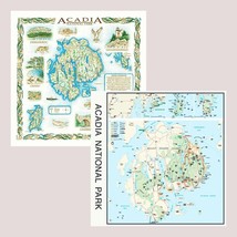 Acadia National Park Bandanna 2-Pack Bundle Maine Map Printed Image Nature Facts - £14.29 GBP