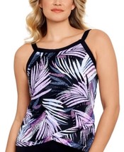 Swim Solutions Printed High-Neck Overlap-Hem Tankini Top - £27.10 GBP