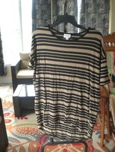 LuLaRoe Tan and Black Stripe Irma Shirt Top Blouse Tunic XXS - £15.59 GBP