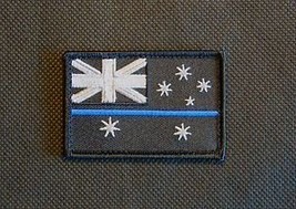 Thin Blue Line Australia Flag Patch Police SWAT Hook Backing - £16.20 GBP