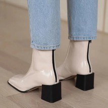 New Chelsea Women Ankle Boots Fashion Square Toe Back Zippers Ladies Elegant Sho - £46.36 GBP
