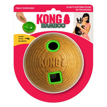 KONG Bamboo Treat Dispenser Ball Dog Toy Tan 1ea/MD, 4.75 in - £13.49 GBP